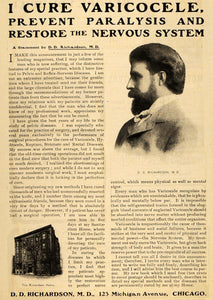 1902 Vintage Ad Dr. Richardson Varicocele Cure Quackery - ORIGINAL OLD4A