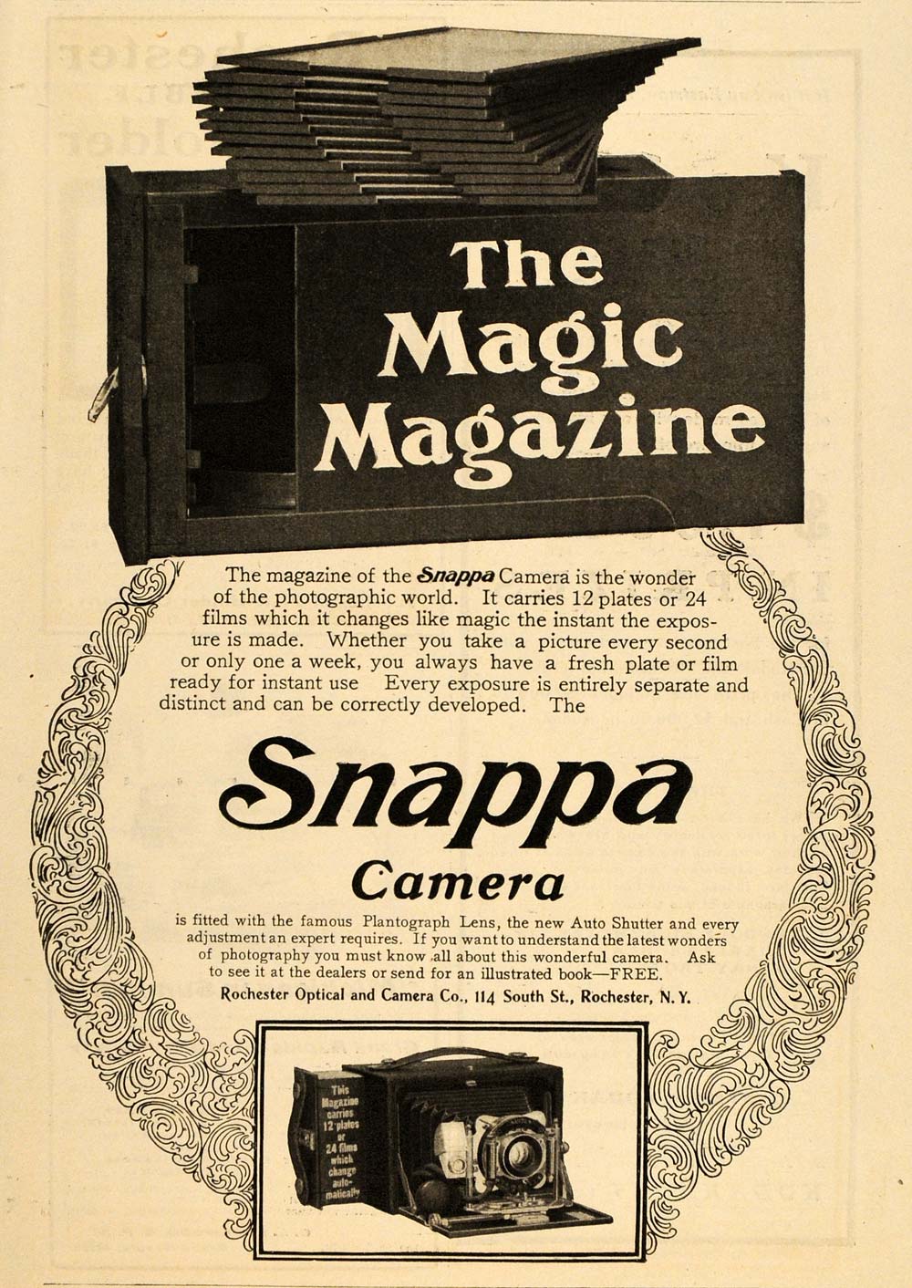1902 Vintage Ad Snappa Camera Lens Antique Photography - ORIGINAL OLD4A