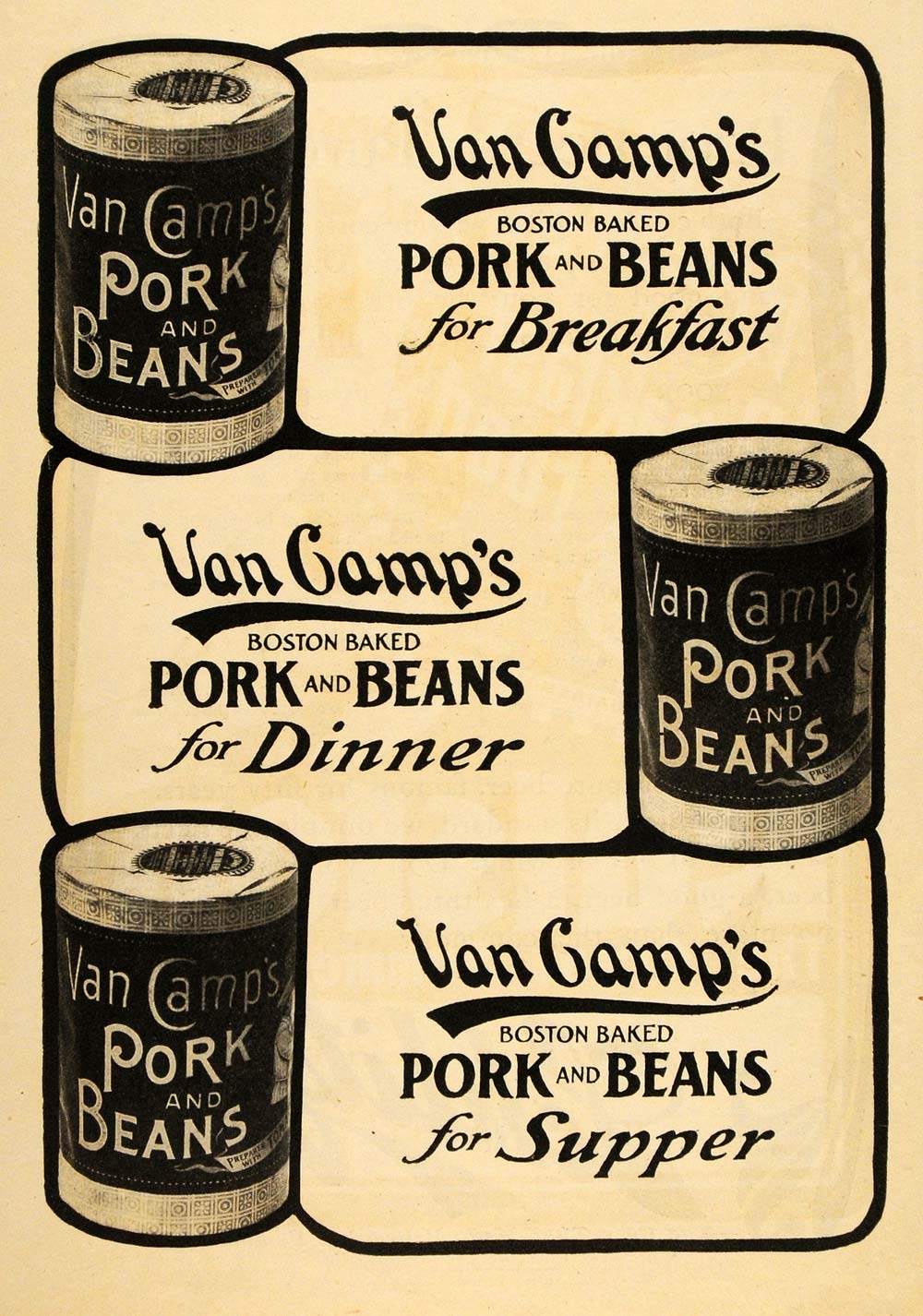 1902 Vintage Ad Van Camp's Boston Baked Pork & Beans - ORIGINAL OLD4A