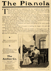 1902 Ad Aeolian Pianola Player Piano Woman Pianist - ORIGINAL ADVERTISING OLD4A