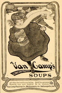 1901 Vintage Ad Van Camp's Soups Children Ice Skating - ORIGINAL OLD4A