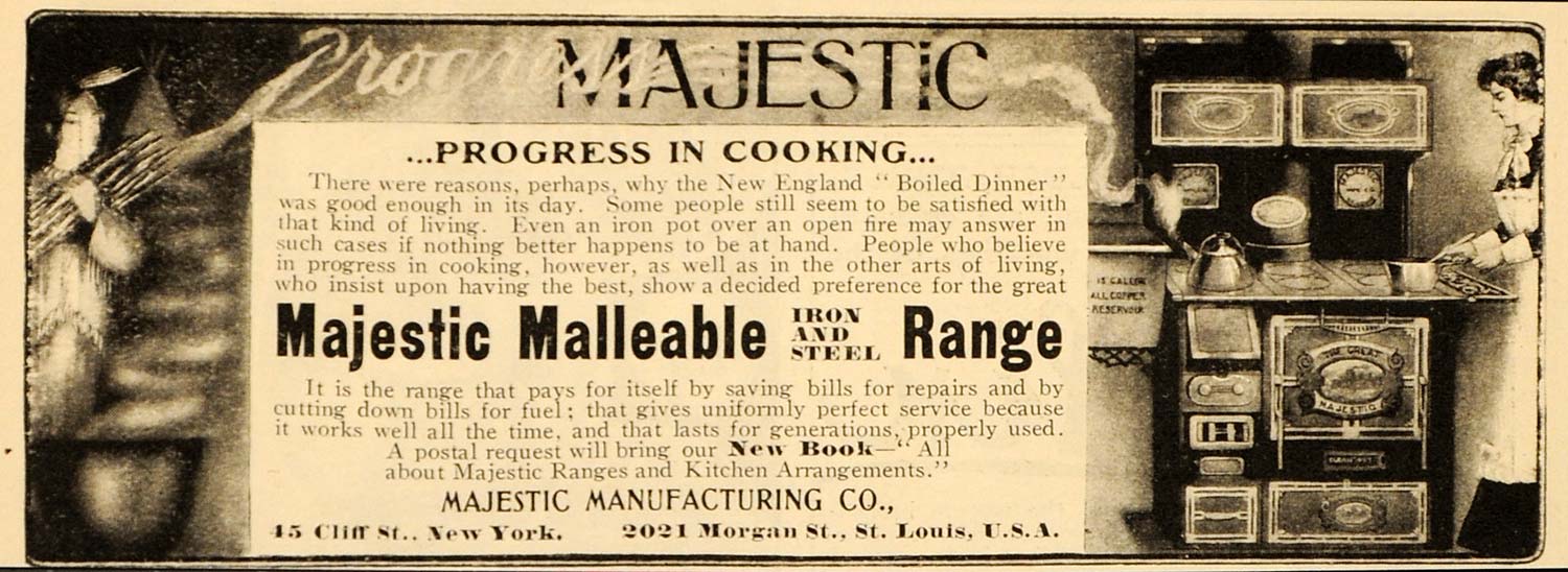 1901 Vintage Ad Majestic Malleable Range Stove Antique - ORIGINAL OLD4A