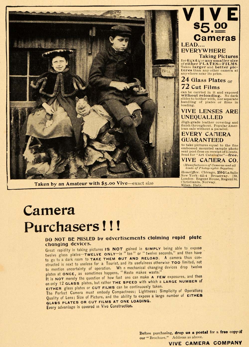 1898 Vintage Ad Vive Camera Victorian Children Antique - ORIGINAL OLD4A