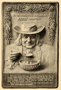 1905 Vintage Ad Quaker Oats Cereal Thanksgiving Pilgrim - ORIGINAL OLD4A