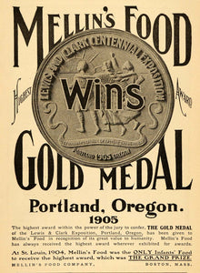 1905 Ad Mellins Food Louis Clark Centennial Expo. Medal - ORIGINAL OLD4A