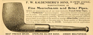 1905 Vintage Ad F. W. Kaldenberg Meerschaum Briar Pipes - ORIGINAL OLD4A