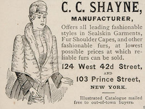 1891 Vintage Ad Sealskin Fur Shoulder Cape C. C. Shayne - ORIGINAL OLD4