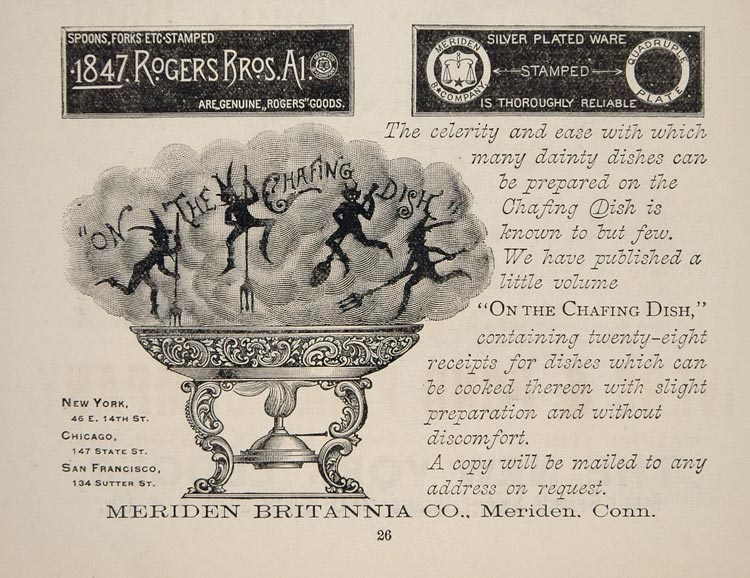 1891 Ad 1847 Rogers Bros. Silver Chafing Dish Devils - ORIGINAL ADVERTISING OLD4