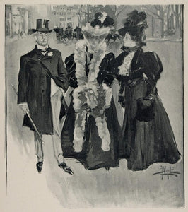 1897 Print Victorian Women Man Street A. B. Wenzell - ORIGINAL HISTORIC OLD4