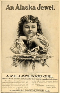 1898 Ad Mellins Food Girl Alice Van Doren Juneau Alaska - ORIGINAL OLD5