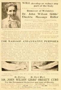 1898 Quackery Ad Gibbs Massage Roller Obesity Fat Cure - ORIGINAL OLD5