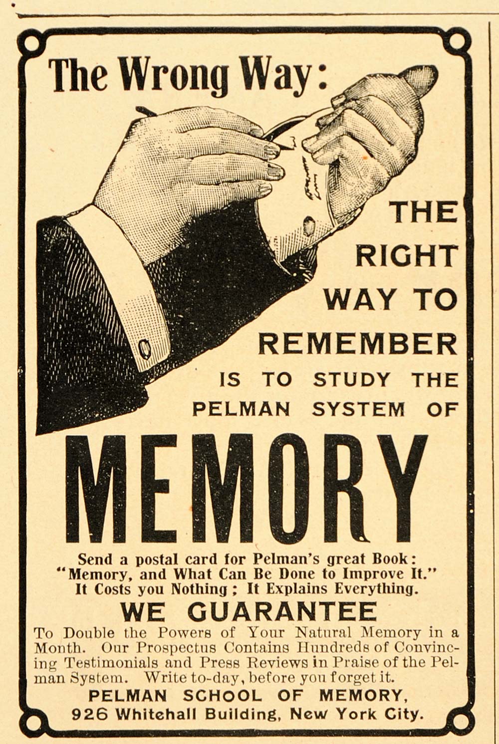 1905 Vintage Ad Pelman School of Memory Improvement - ORIGINAL ADVERTISING OLD5