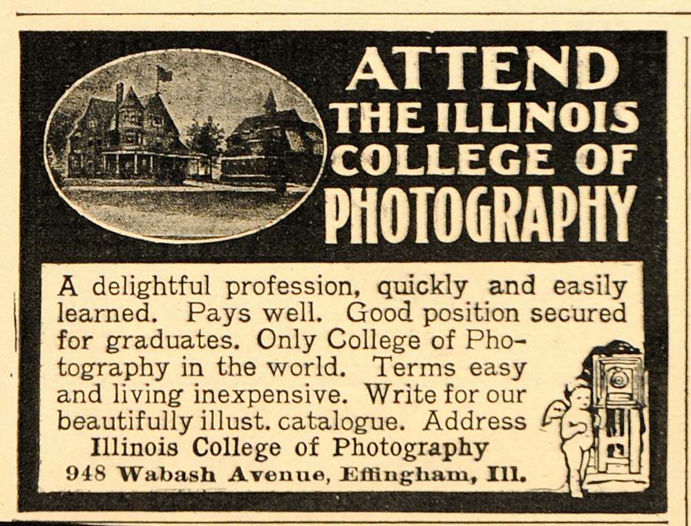 1905 ORIG. Ad Illinois College of Photography Effingham - ORIGINAL OLD5