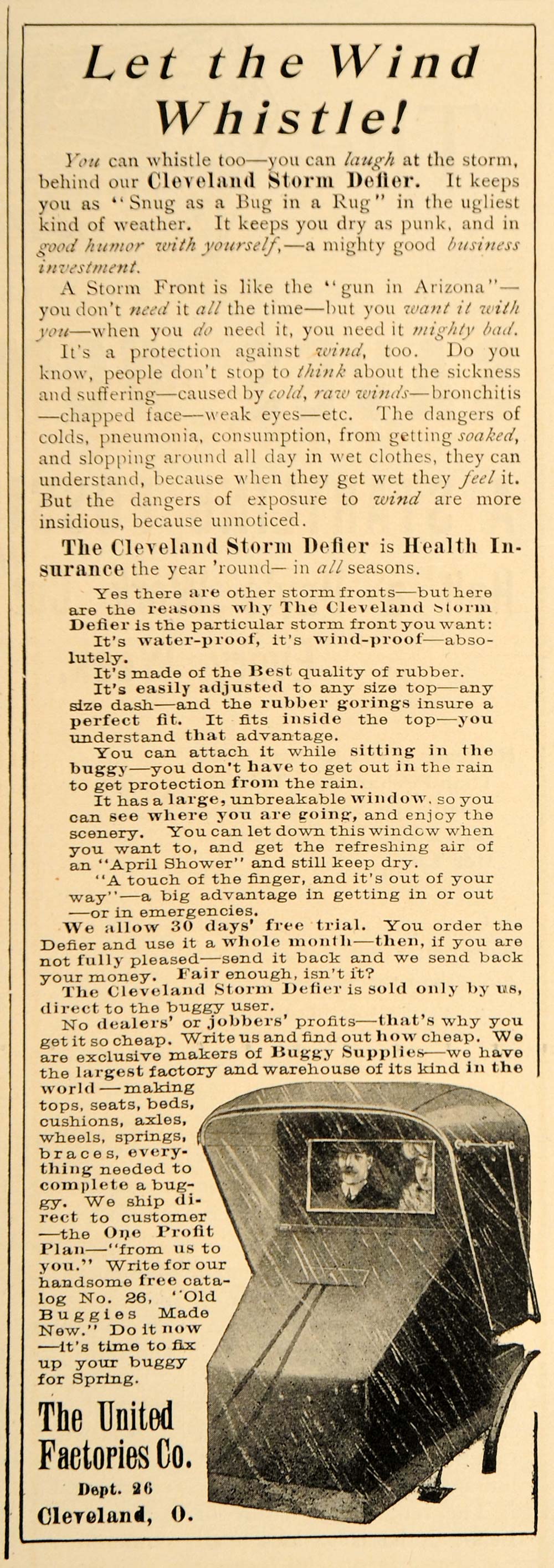 1905 Vintage Ad Cleveland Storm Defier Buggy Cover Rain - ORIGINAL OLD5