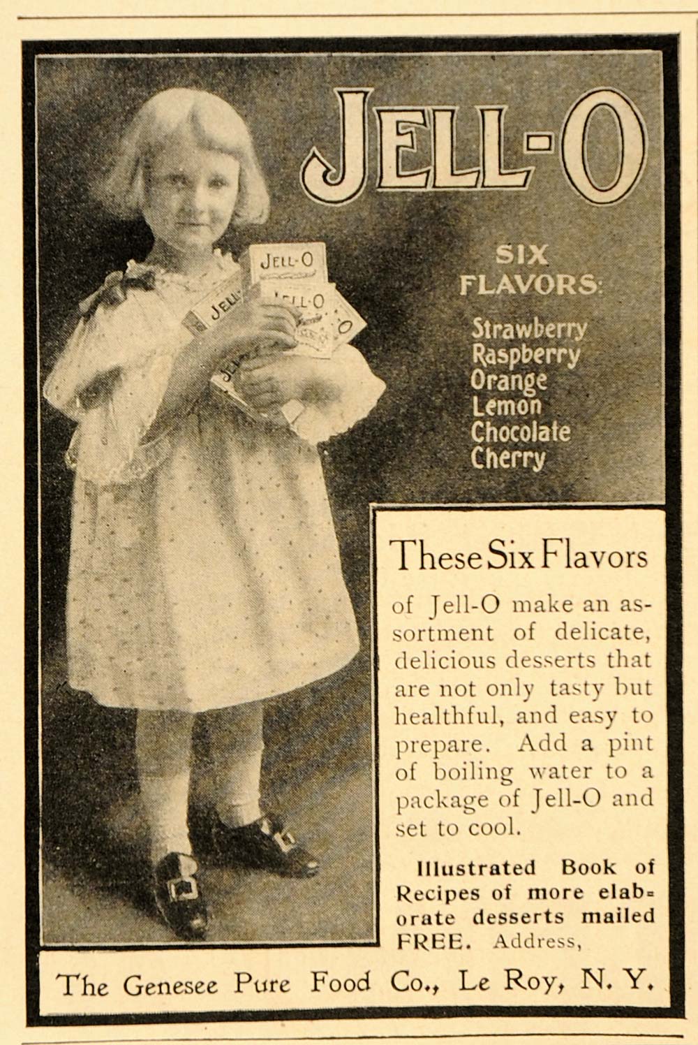 1905 Vintage Ad JELL-O Gelatin Flavors Victorian Girl - ORIGINAL OLD5