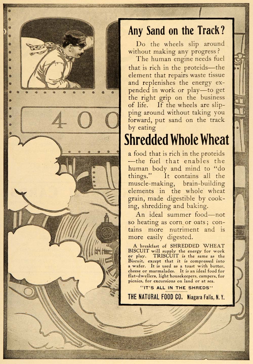1907 Vintage Ad Shredded Whole Wheat Biscuit Train - ORIGINAL ADVERTISING OLD5