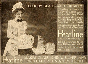 1907 Vintage Ad Pearline Soap Powder Maid Glassware - ORIGINAL ADVERTISING OLD5