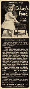 1907 Vintage Ad Eskay's Baby Infant Food Dr. M. Hunter - ORIGINAL OLD5
