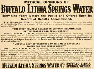 1910 Vintage Ad Quackery Buffalo Lithia Springs Water - ORIGINAL OLD5