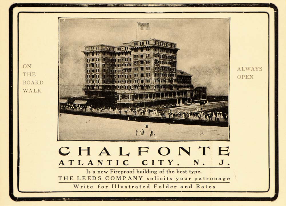 1908 Vintage Ad Chalfonte Hotel Atlantic City Boardwalk - ORIGINAL OLD6