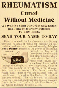 1905 Vintage Quackery Ad Rheumatism Cure Magic Foot - ORIGINAL ADVERTISING OLD6