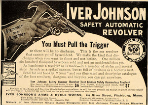 1907 Vintage Ad Iver Johnson Safety Hammer Revolver Gun - ORIGINAL OLD6