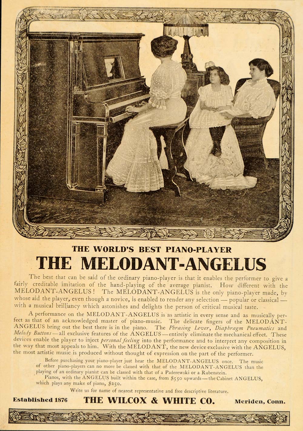 1907 Vintage Ad Melodant Angelus Player Piano Women - ORIGINAL ADVERTISING OLD6