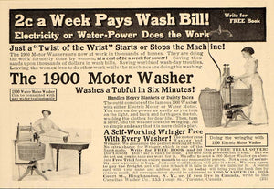 1913 Vintage Ad 1900 Motor Washing Machine Washer Wash - ORIGINAL OLD6