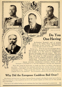 1914 Ad Encyclopedia Britannica WWI Pashitch George V Czar Nicholas OLD6