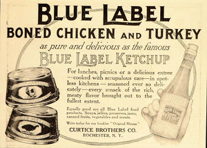 1911 Ad Blue Label Canned Chicken Turkey Ketchup Catsup - ORIGINAL OLD6