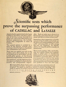 1927 Ad Cadillac Motor Car Co. La Salle Scientific Test - ORIGINAL OLD7