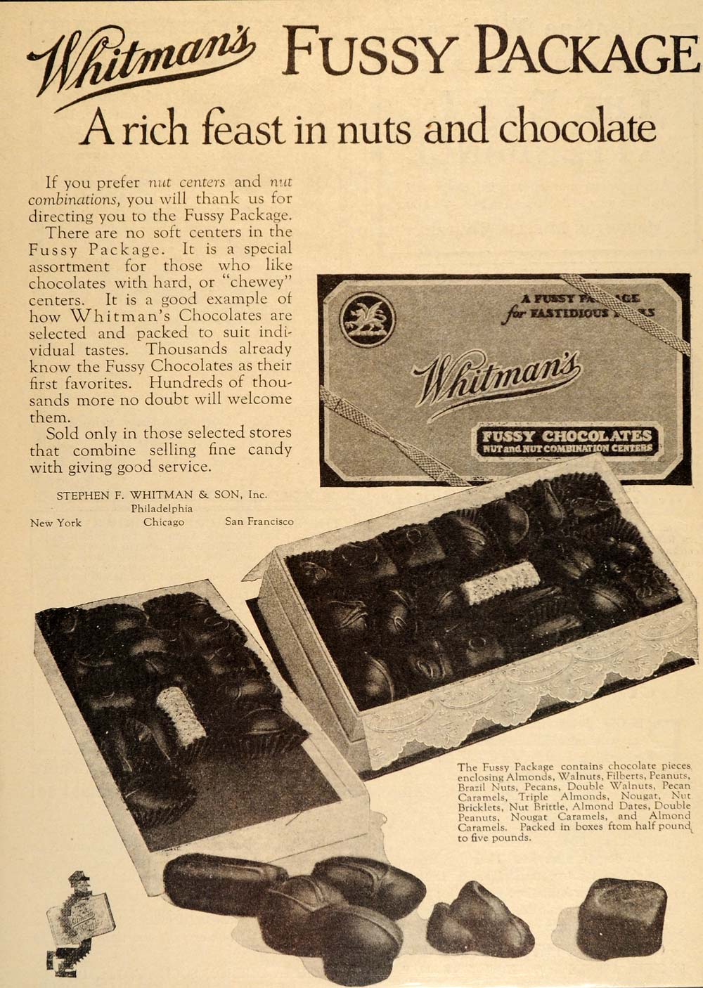 1927 Vintage Ad Whitman's Fussy Package Chocolate Box - ORIGINAL OLD7