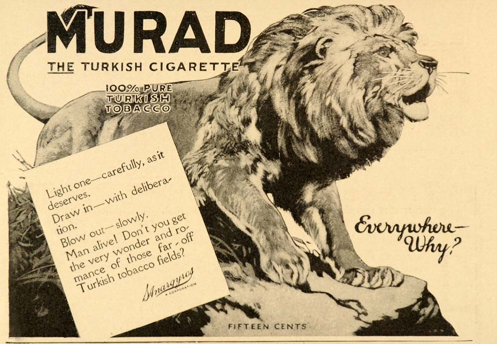 1914 Vintage Ad Murad Turkish Tobacco Cigarettes Lion - ORIGINAL OLD7