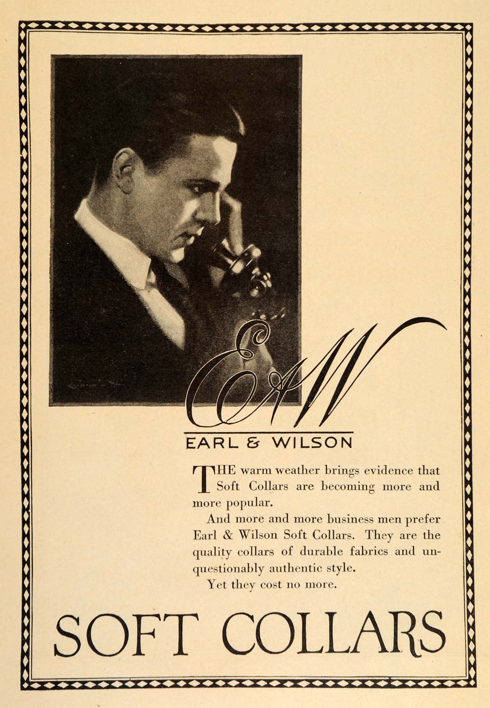 1920 Vintage Ad Earl Wilson Men's Soft Collars E & W - ORIGINAL ADVERTISING OLD7