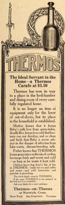 1913 Vintage Ad Thermos Carafe Norwich Connecticut - ORIGINAL ADVERTISING OLD7
