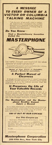 1914 Print Ad Masterphone Phonograph Needle Attachment - ORIGINAL OLD7