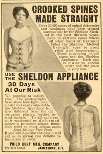 1914 Quackery Ad Sheldon Appliance Crooked Spines - ORIGINAL ADVERTISING OLD7