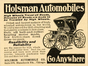 1909 Vintage Ad Holsman Automobile High Wheel Antique - ORIGINAL OLD7