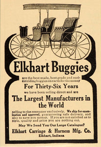 1909 Vintage Ad Elkhart Buggies Buggy Carriage Indiana - ORIGINAL OLD7