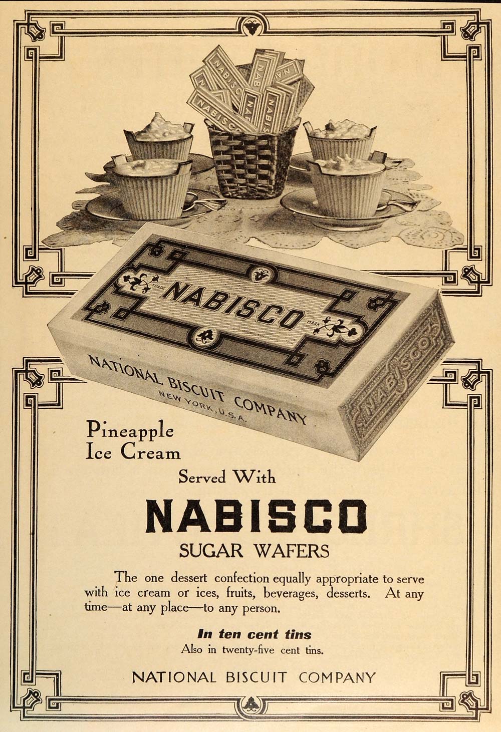 1909 Ad Nabisco Sugar Wafers National Biscuit Company - ORIGINAL OLD8