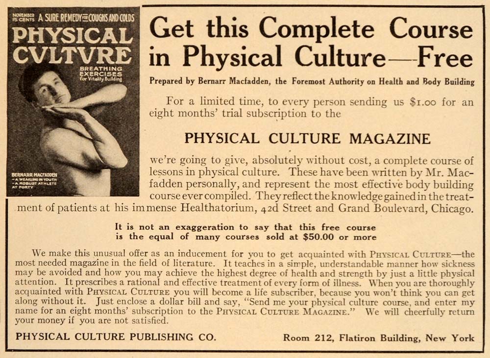 1911 Ad Physical Culture Magazine Health Body Building - ORIGINAL OLD8
