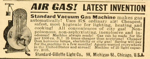 1911 Ad Standard Gillette Light Vacuum Gas Machine Air - ORIGINAL OLD8