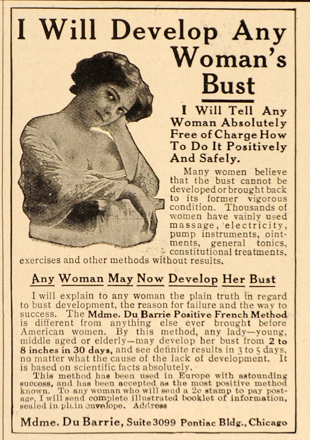 1912 Vintage Ad Bust Development Madame Du Barrie - ORIGINAL ADVERTISING OLD9