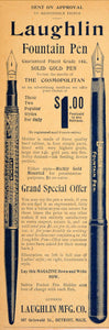1904 Vintage Ad Laughlin Fountain Pen 14K Gold Ladies - ORIGINAL OLD9