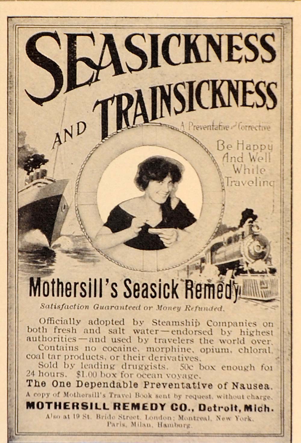 1914 Vintage Ad Mothersill Seasickness Nausea Remedy - ORIGINAL ADVERTISING OLD9