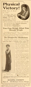 1916 Quackery Ad Susanna Cocroft Diet Weight Health - ORIGINAL ADVERTISING OLD9