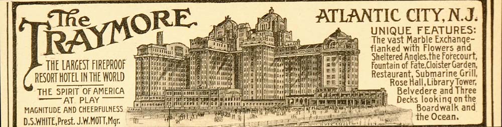 1916 Vintage Ad Traymore Hotel Atlantic City Boardwalk - ORIGINAL OLD9
