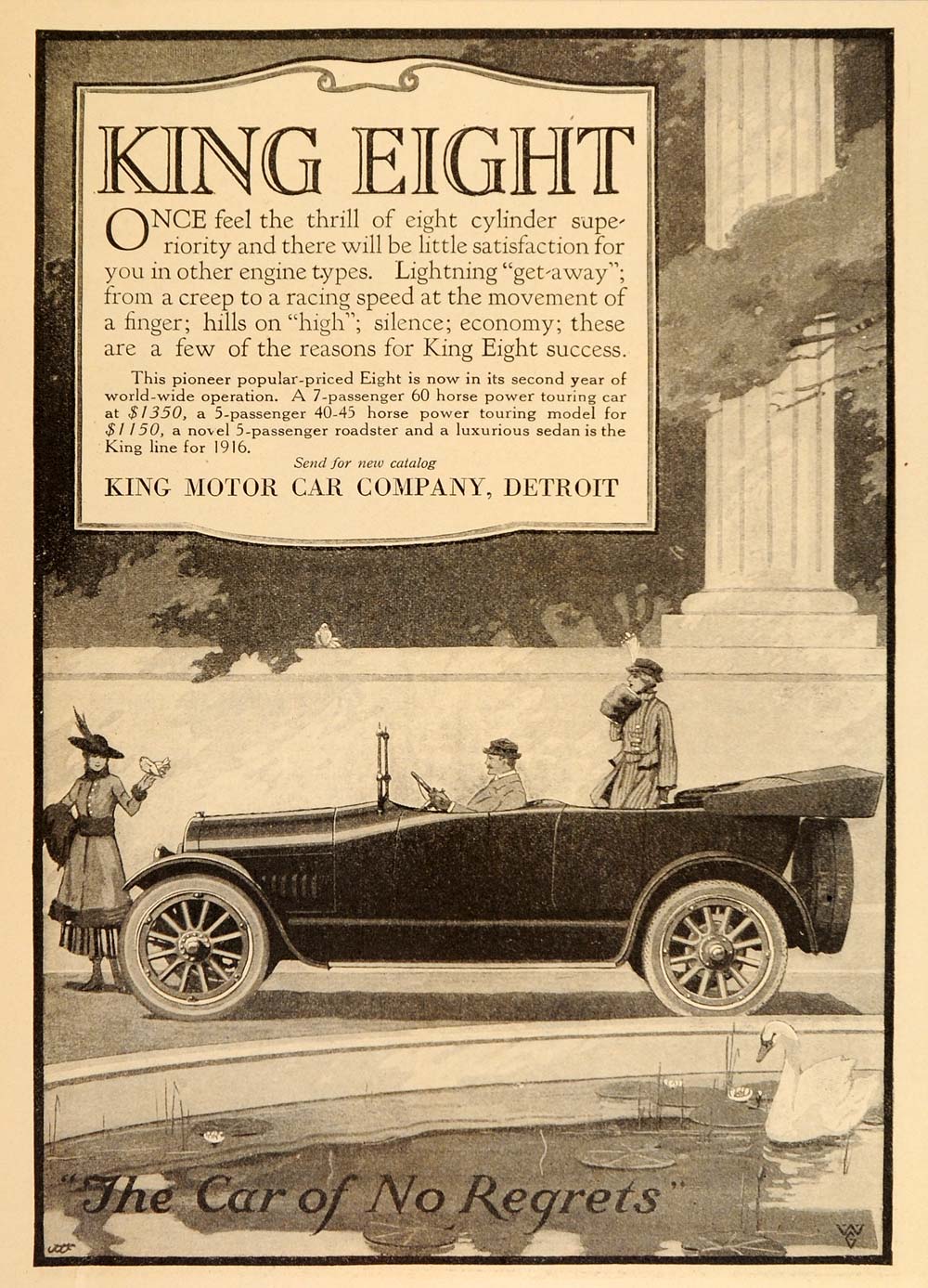 1916 Vintage Ad King Eight Antique Automobile Touring - ORIGINAL OLD9