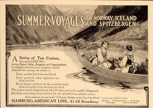 1909 Vintage Ad Hamburg American Line Cruise Norway - ORIGINAL ADVERTISING OLD9