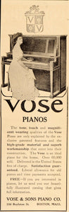 1909 Vintage Ad Vose Upright Piano Woman Pianist Boston - ORIGINAL OLD9